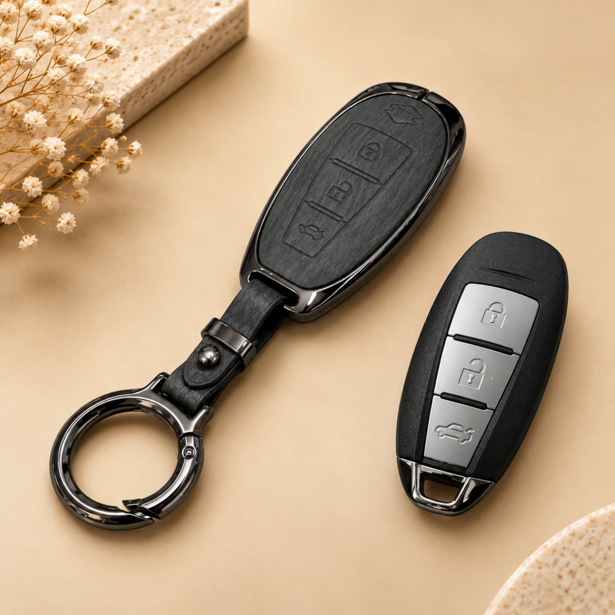 Suzuki Baleno Ciaz Ignis S-cross Vitara Brezza Metal Key Cover with Keychain