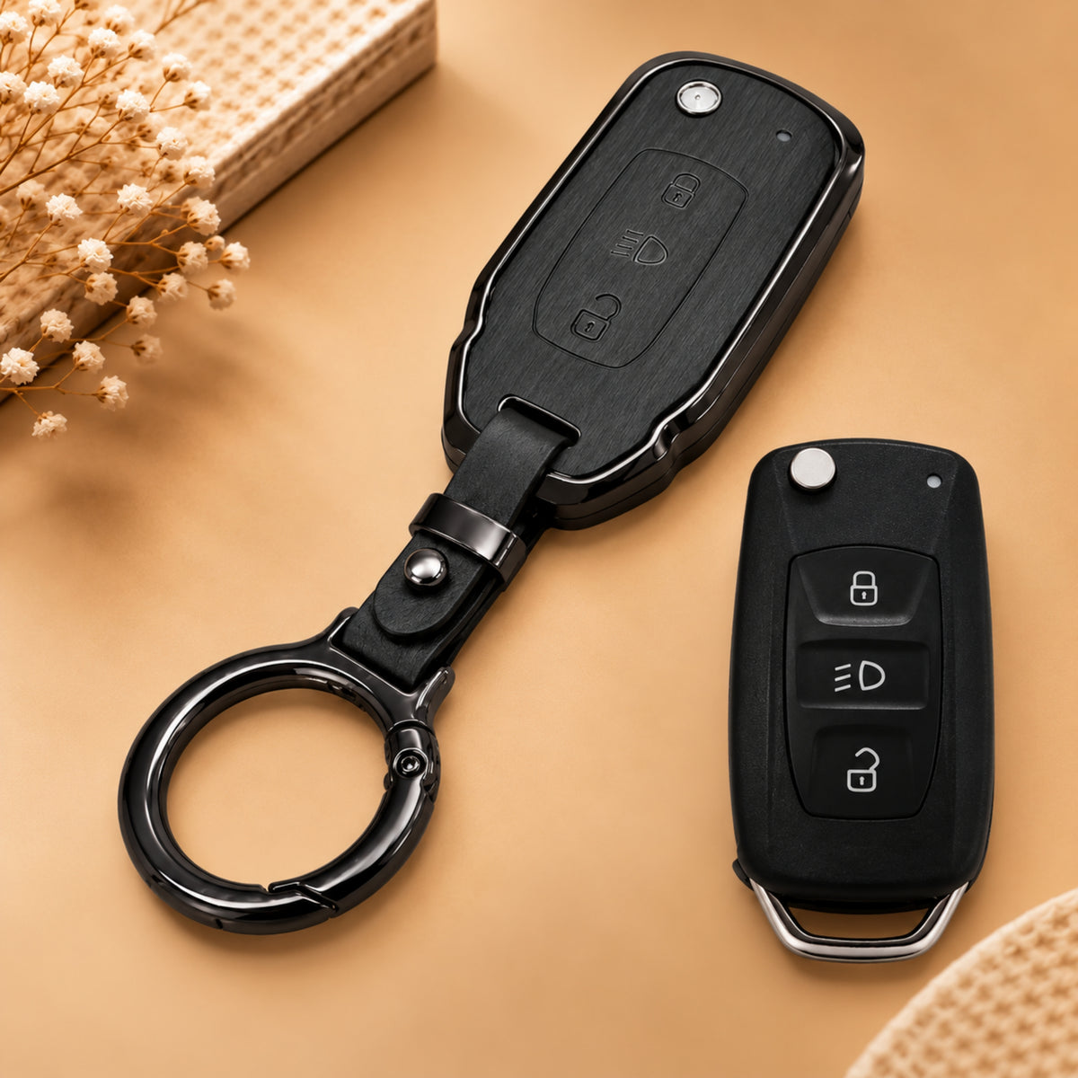 Tata Bolt Hexa Nexon Tiago Tigor Zest Metal Key Cover with Keychain