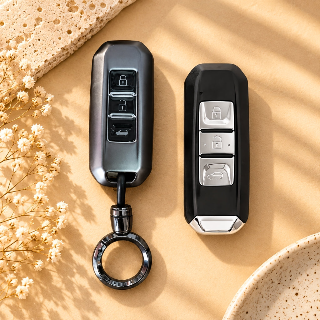 MG Hector Grey TPU Key Cover with Keychain