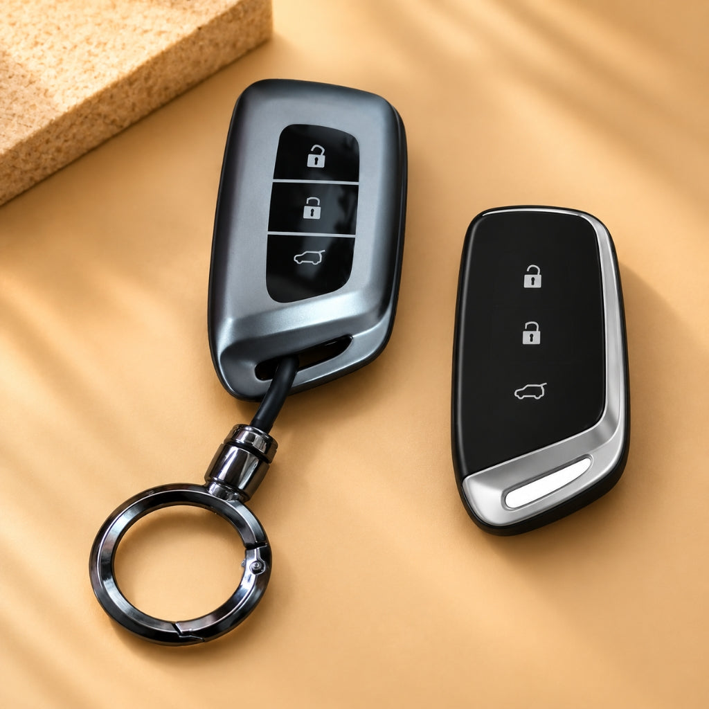 MG Hector Hector Plus Windsor EV Grey TPU Key Cover with Keychain
