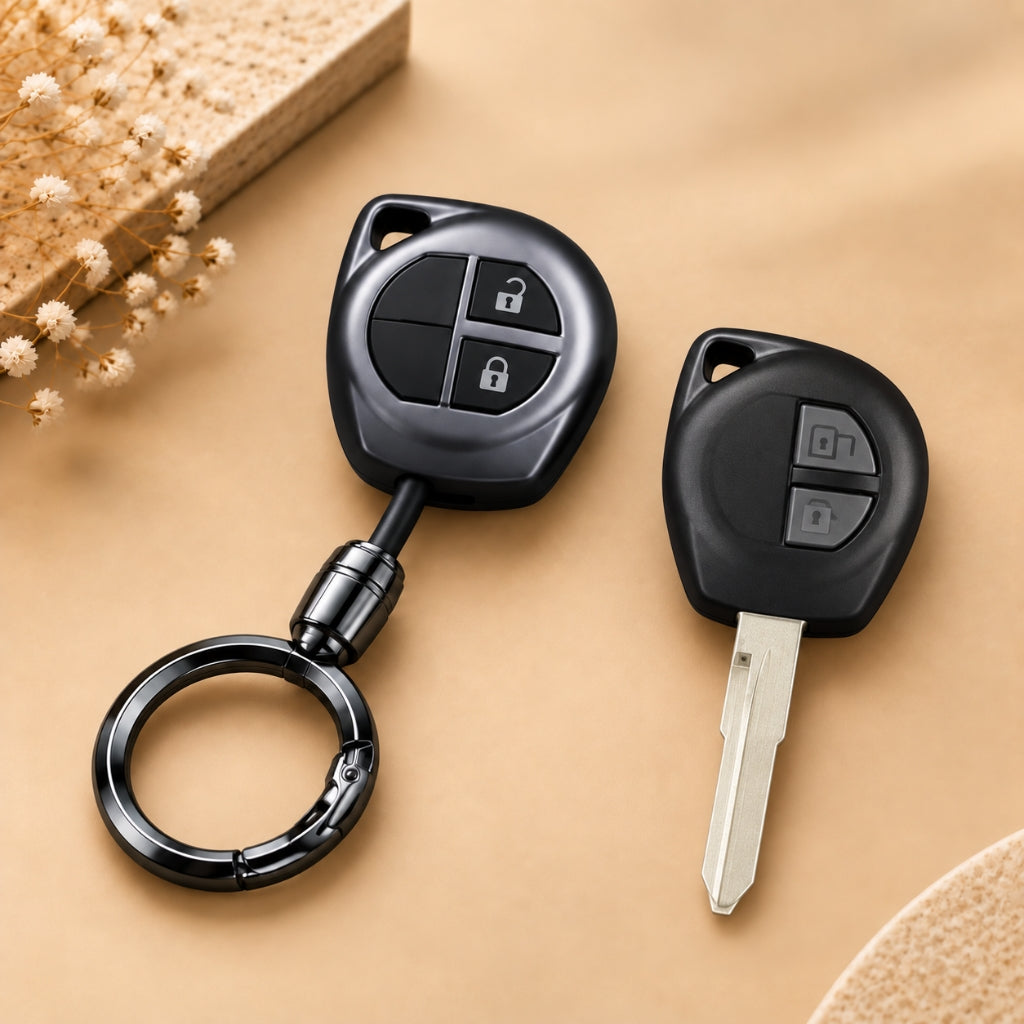 Suzuki Alto Baleno Celerio Ciaz Dzire Ertiga Swift Vitara Brezza WagonR Grey TPU Key Cover with Keychain