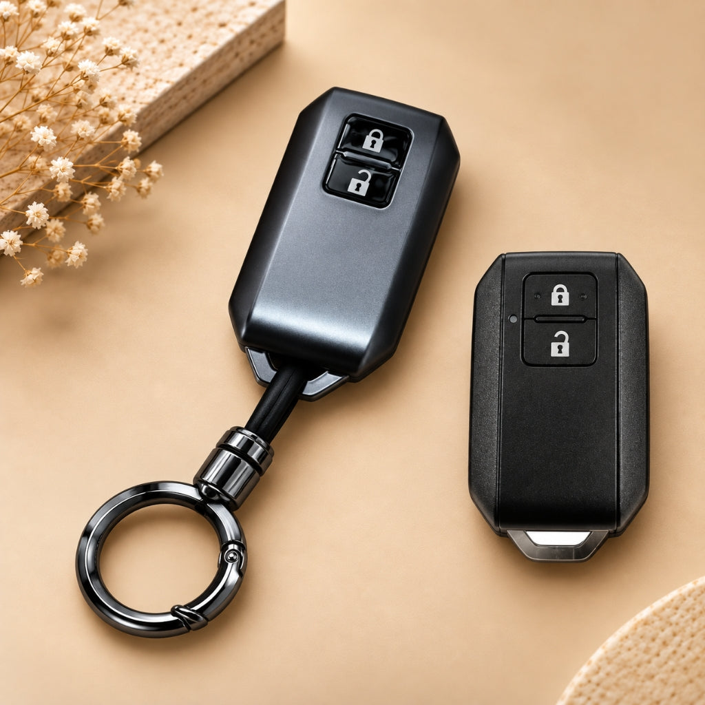 Suzuki Baleno Dzire Ertiga Ignis Swift XL6 Grey TPU Key Cover with Keychain