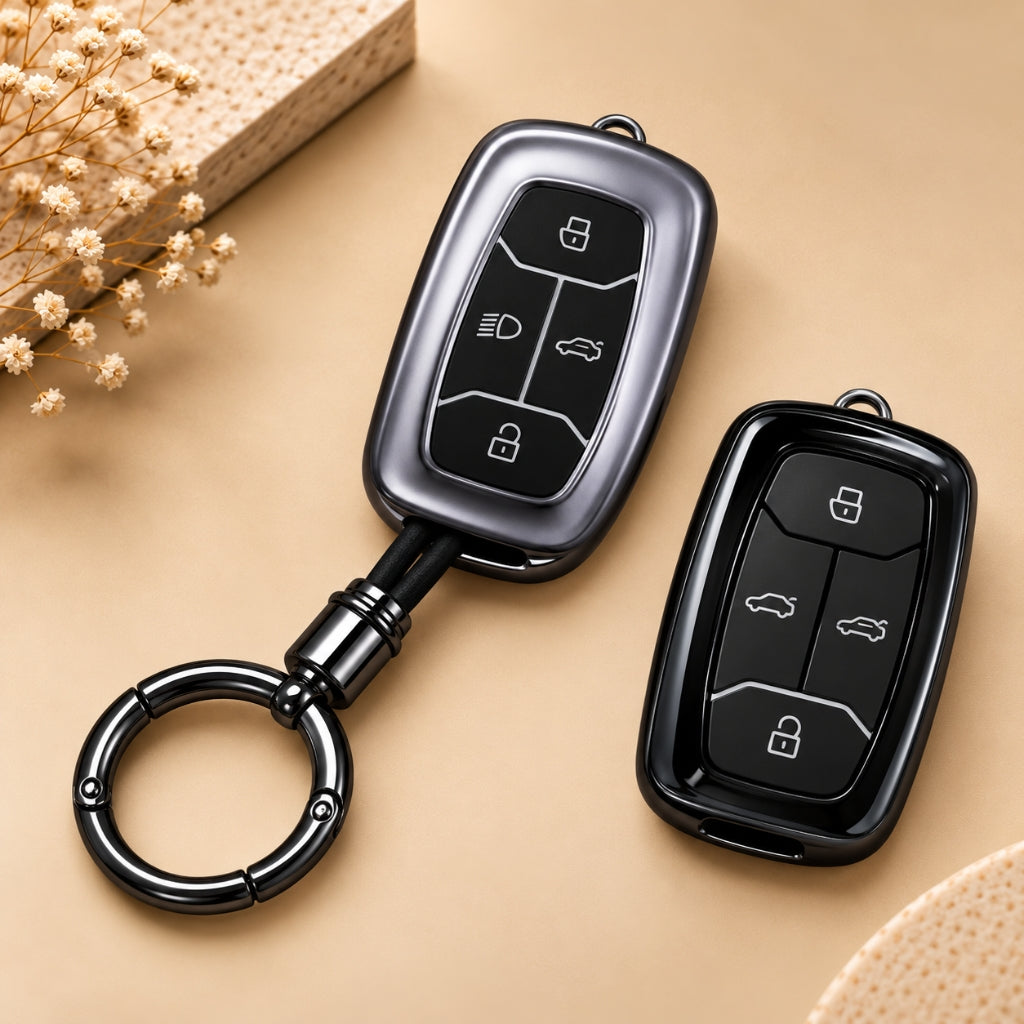 Tata Altroz Gravitas Harrier Nexon Tigor BS6 Grey TPU Key Cover with Keychain