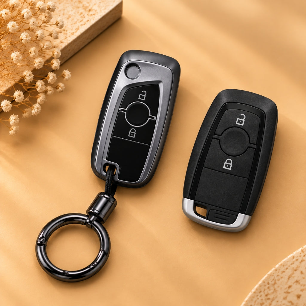 Ford New Ecosport Grey TPU Key Cover with Keychain