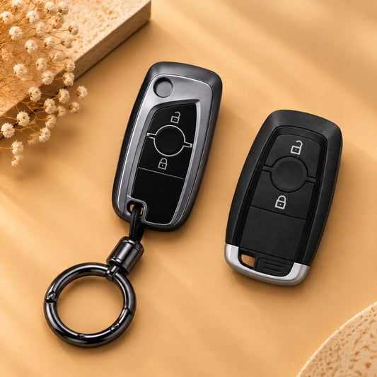 Ford New Ecosport Grey TPU Key Cover with Keychain