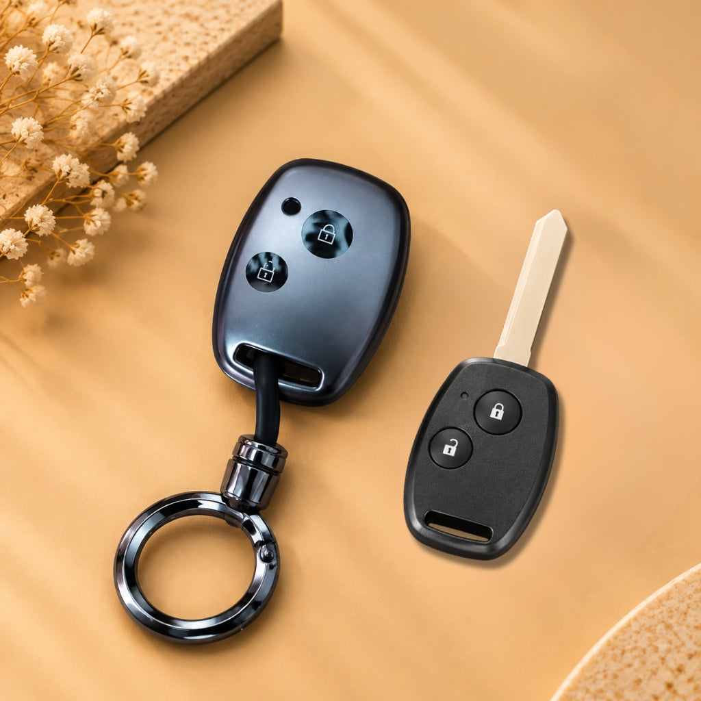 Honda Accord Civic City Brio Jazz Amaze BR-V Grey TPU Key Cover with Keychain