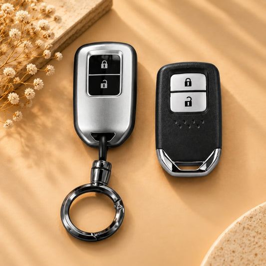 Honda Elevate BR-V WR-V CR-V Jazz City Grey TPU Key Cover with Keychain