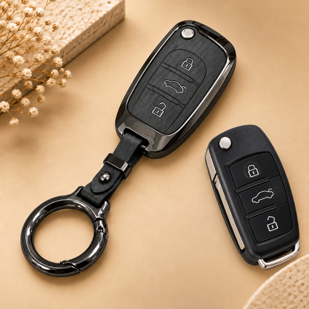 Audi Q3 A4 Metal Key Cover with Keychain