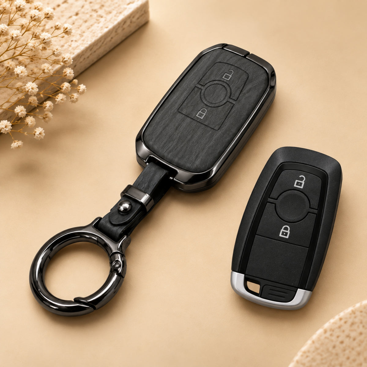 Ford Aspire Ecosport Figo Metal Key Cover with Keychain