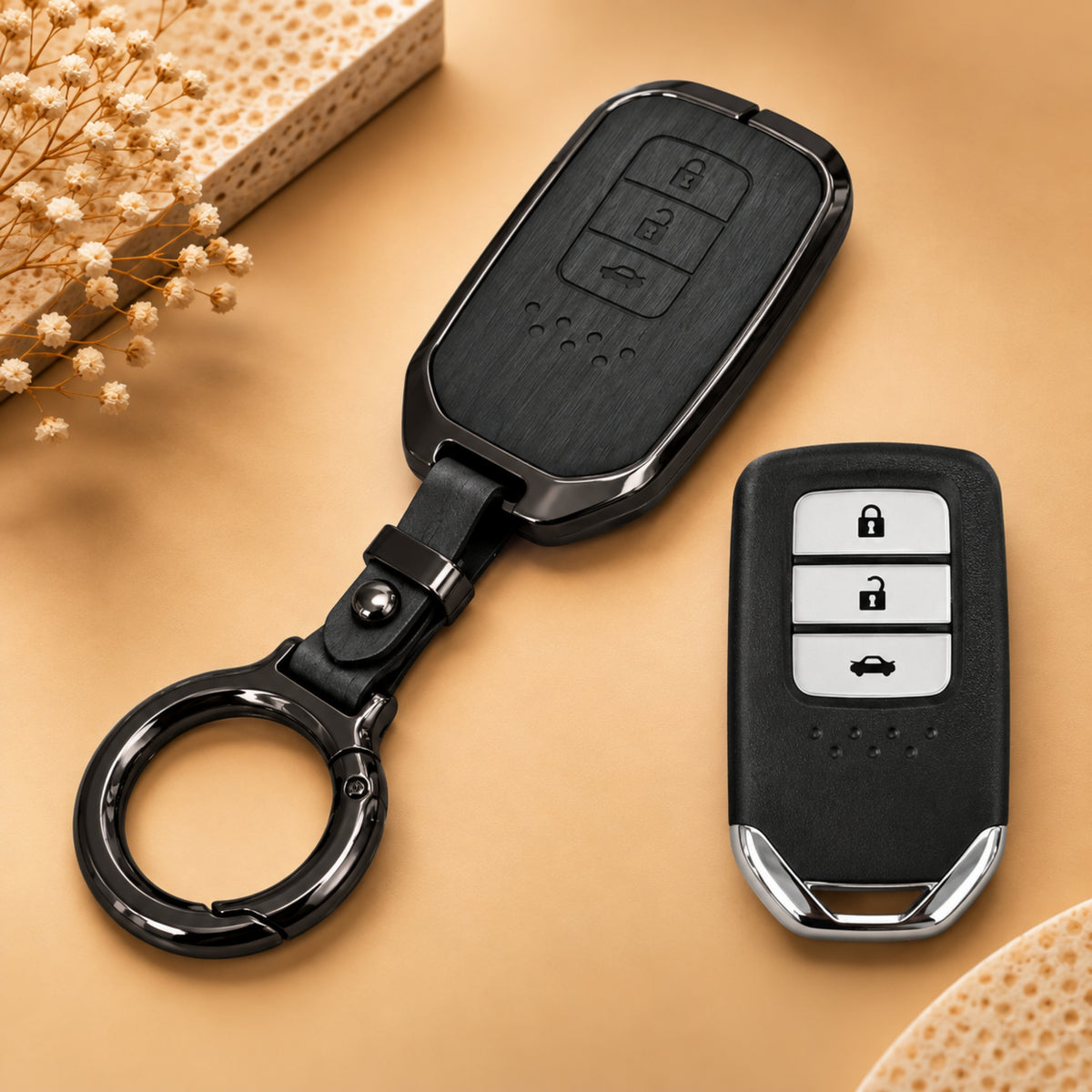 Honda City Metal Key Cover with Keychain