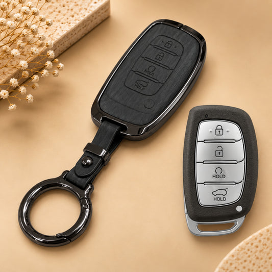Hyundai New Creta Alcazar Metal Key Cover with Keychain