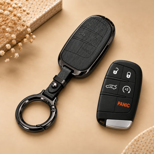 Jeep Compass Meridian Metal Key Cover with Keychain