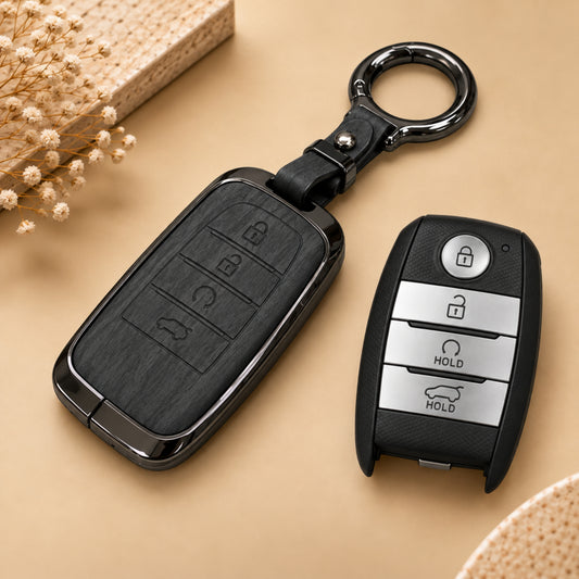 Kia Seltos Sonet Carens Metal Key Cover with Keychain