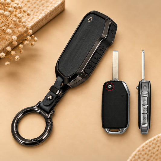 Kia Carens Sonet Metal Key Cover with Keychain