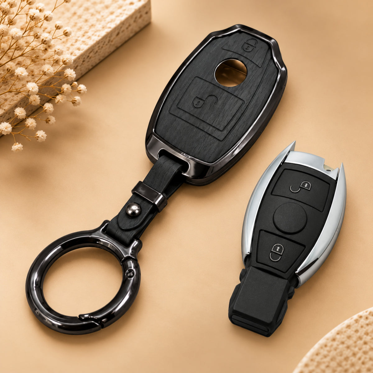 Mercedes Benz C E M S CLS CLK GLK GLC G Class Metal Key Cover with Keychain V2