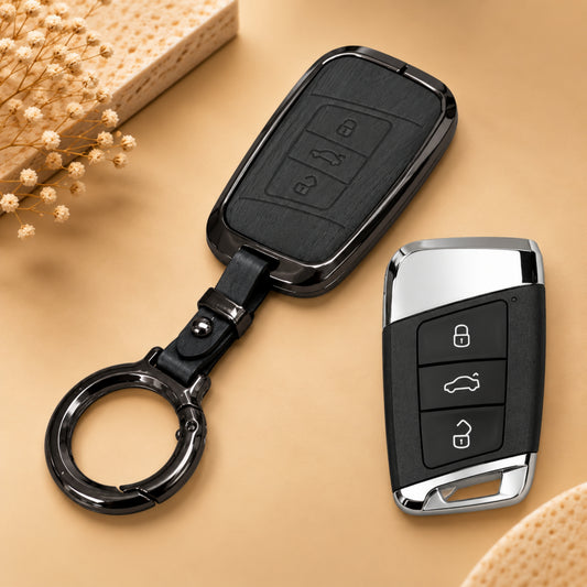 Skoda Volkswagen Jetta Karoq Kodiaq Octavia Superb Tiguan Kushaq Metal Key Cover with Keychain