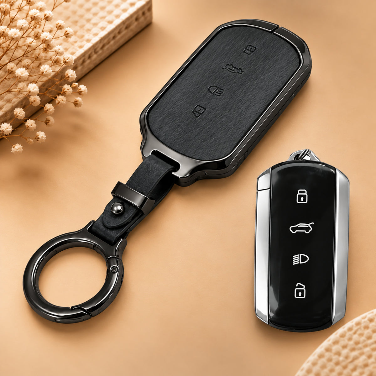 Tata Curve Metal Key Cover with Keychain