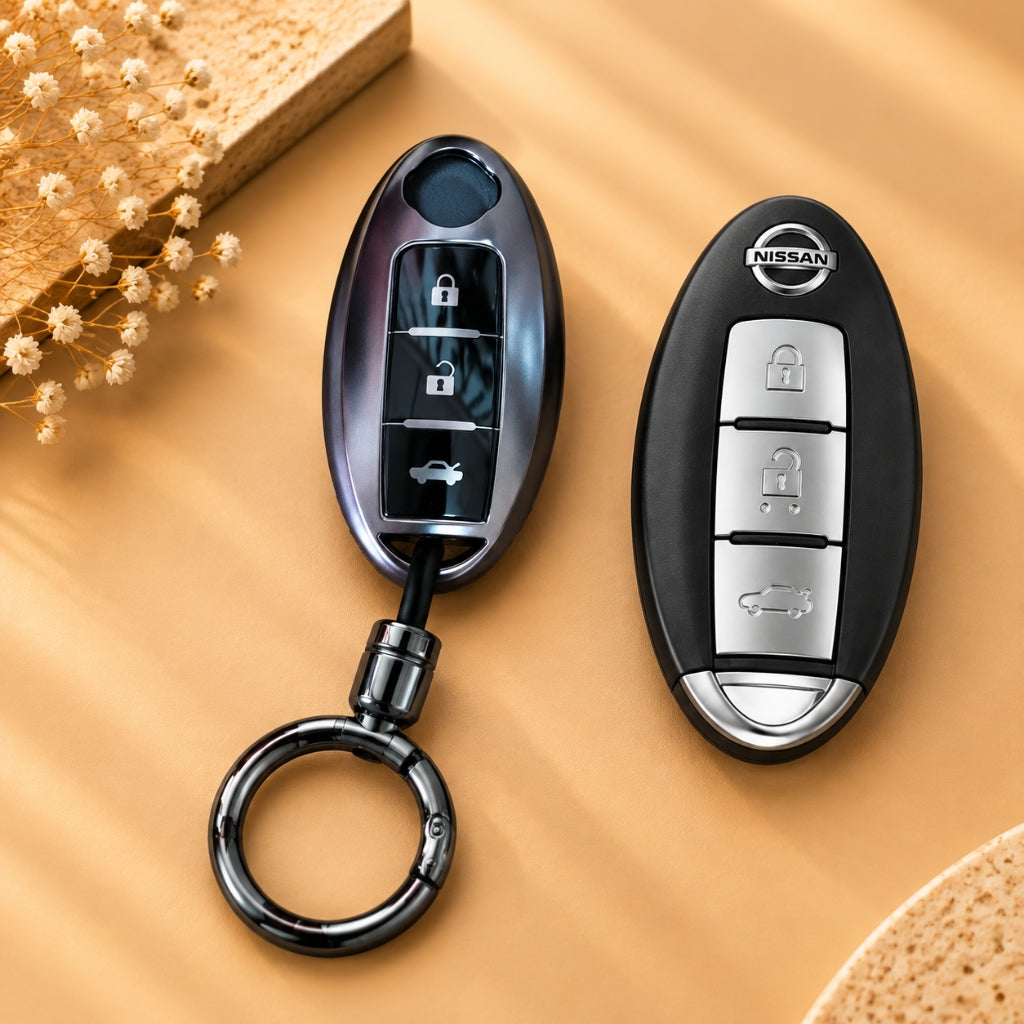 Nissan Micra Sunny Kicks Teana Magnite Grey TPU Key Cover with Keychain