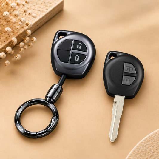 Suzuki Alto Baleno Celerio Ciaz Dzire Ertiga Swift Vitara Brezza WagonR Grey TPU Key Cover with Keychain