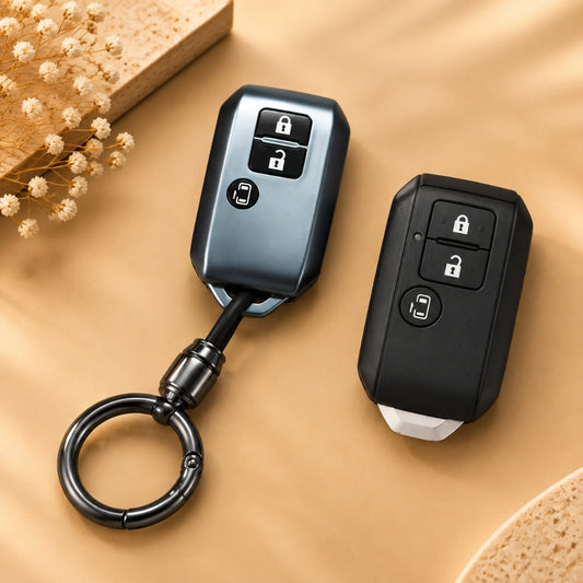 Suzuki New Dzire New Ertiga Grey TPU Key Cover with Keychain