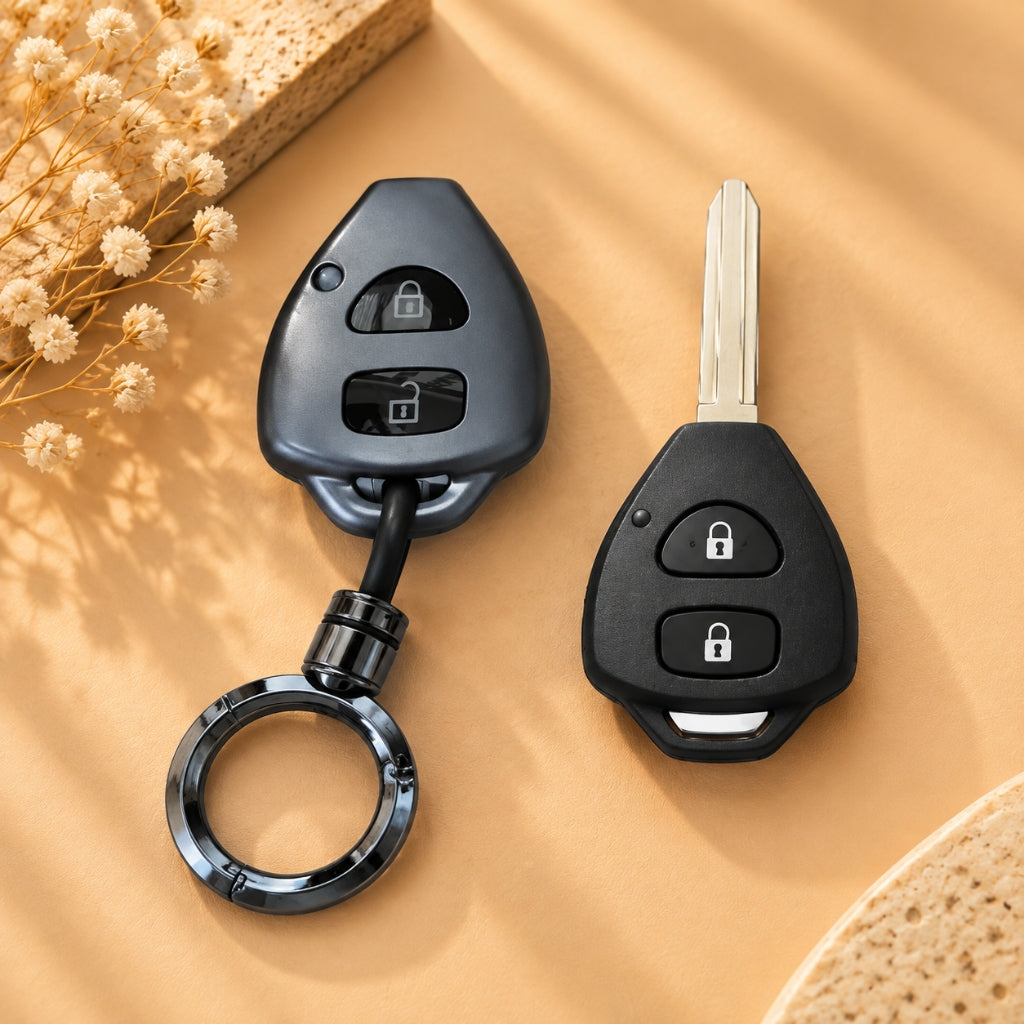 Toyota Old Innova Fortuner Corolla Camry Grey TPU Key Cover with Keychain