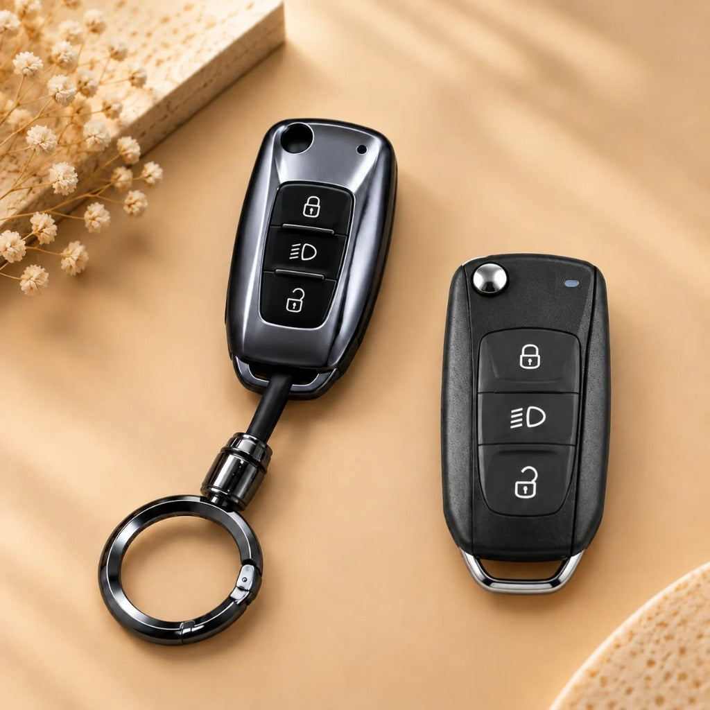 Tata Bolt Hexa Nexon Tiago Tigor Zest 3D Wood Key Cover with Keychain