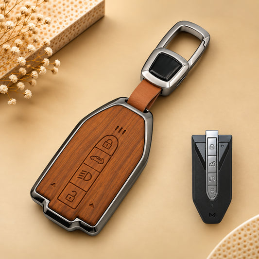 Mahindra BE-6 BE-9 3D Wood Key Cover with Keychain