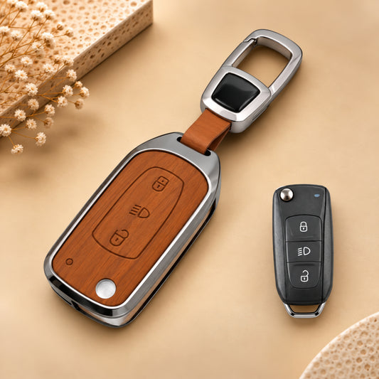 Tata Bolt Hexa Nexon Tiago Tigor Zest 3D Wood Key Cover with Keychain