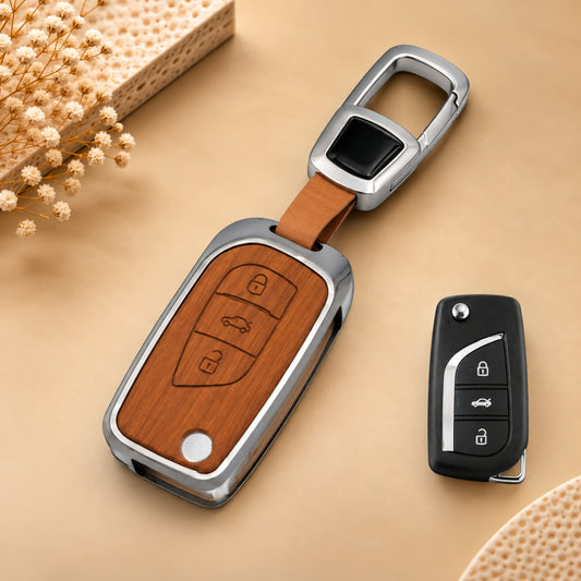 Toyota Crysta 3D Wood Key Cover with Keychain